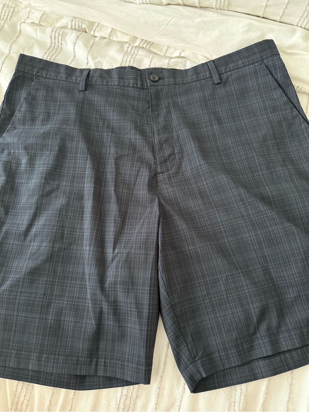 Men's Dark Blue Plaid Casual Shorts